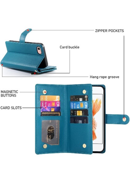 IPhone 7/8 Bilek Kayışı Cüzdan Bölmesi Çok Fonksiyonlu Flip Case (Yurt Dışından)