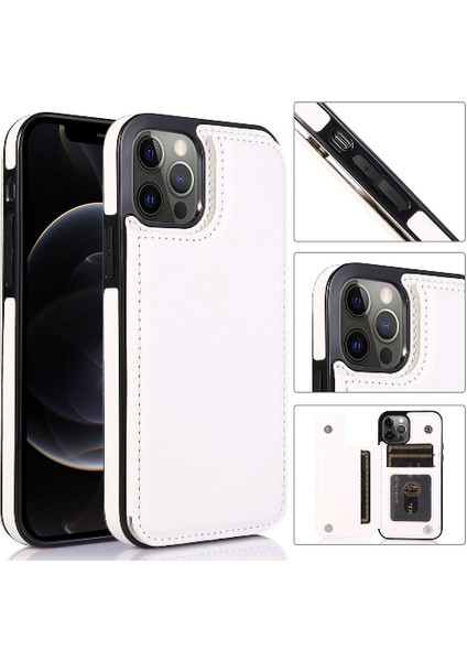 IPhone 12 Için Cüzdan Durumda Pro Max Çift Manyetik Toka Kart Yuvaları Pu (Yurt Dışından)
