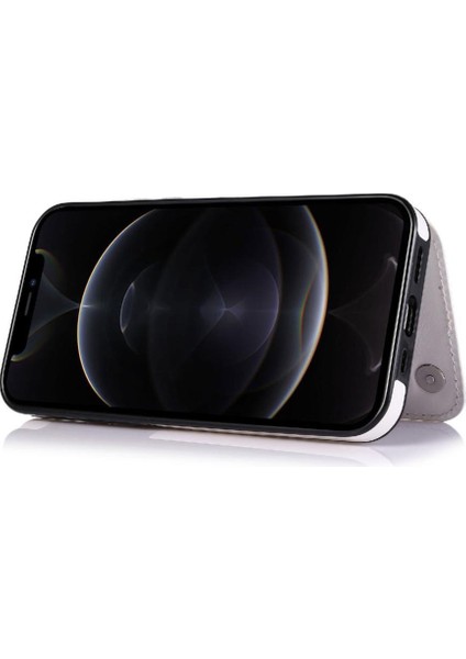 IPhone 12 Için Cüzdan Durumda Pro Max Çift Manyetik Toka Kart Yuvaları Pu (Yurt Dışından)