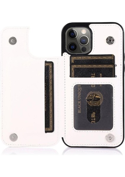 IPhone 12 Için Cüzdan Durumda Pro Max Çift Manyetik Toka Kart Yuvaları Pu (Yurt Dışından)