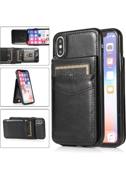 Kredi Manyetik Toka Kılıfı ile IPhone Xs Max Kart Tutucu ile Uyumlu (Yurt Dışından)