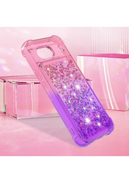 Google Piksel 8A Akan Sparkle Hareketli Kapak Temizle Tampon Sıvı Için Kılıf (Yurt Dışından) modelleri