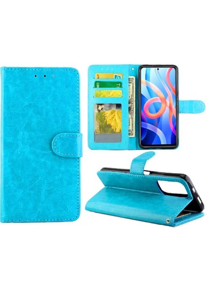 Xiaomi Poco M4 Pro Kickstand Darbeye Pu Deri Kart Için Flip Case (Yurt Dışından)
