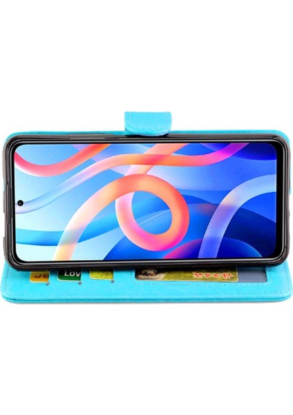Xiaomi Poco M4 Pro Kickstand Darbeye Pu Deri Kart Için Flip Case (Yurt Dışından)