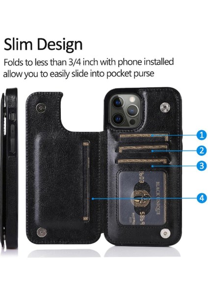 Kart Tutucu ile IPhone 14 Pro Max Pu Deri Kickstand Için Cüzdan Kılıf (Yurt Dışından) fırsatları