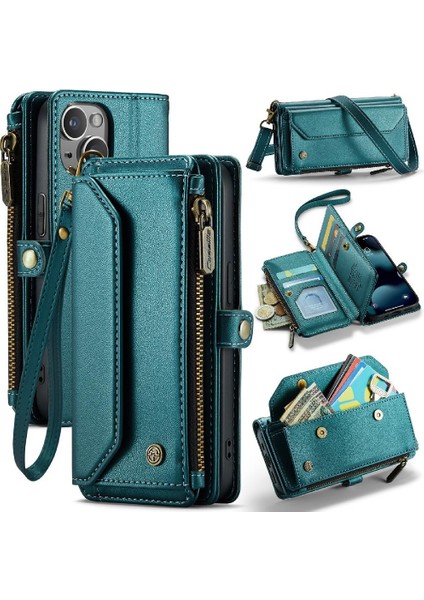 Kadınlar Için iphone 13 Mini Fermuar Faturaları Yuvası Cüzdan Kılıf Için Crossbody Durumda (Yurt Dışından)