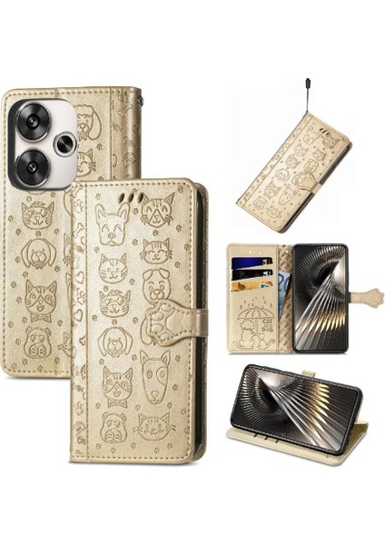 Xiaomi Poco F6 Darbeye Karikatür Hayvanlar Için Flip Case Kapak Kısa (Yurt Dışından)