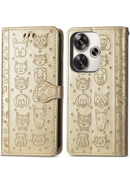 Xiaomi Poco F6 Darbeye Karikatür Hayvanlar Için Flip Case Kapak Kısa (Yurt Dışından)