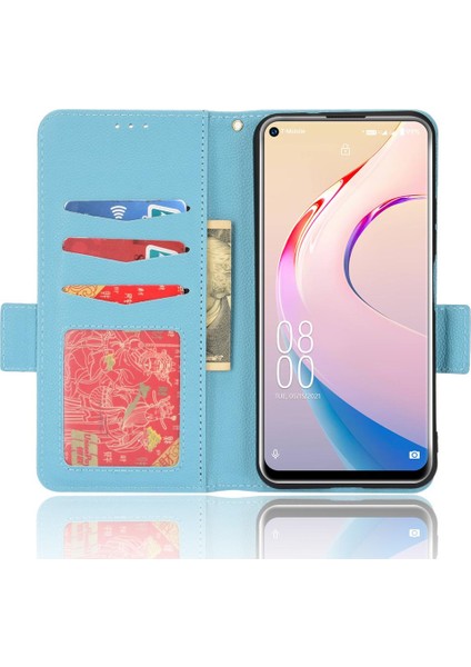 Oukitel C21 Pro Pu Deri Kart Yuvaları Için Kılıf Tutucu Manyetik Cüzdan Yan (Yurt Dışından)