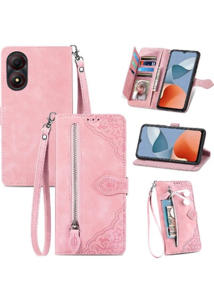 Zte A34 Cüzdan Flip Fermuar Tarzı Çoklu Kart Yuvası Çok Renkli Flip Case (Yurt Dışından)
