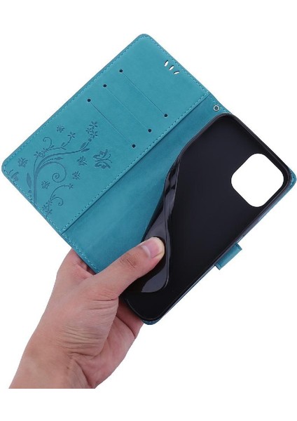 IPhone 14 Için Filp Durumda Pro Kart Tutucu Kickstand Bilek Kayışı Manyetik Pu (Yurt Dışından)