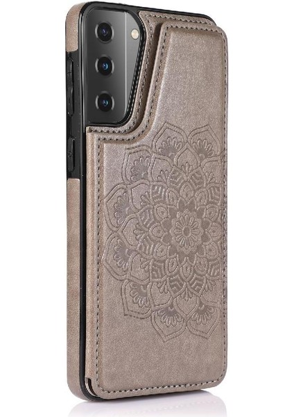 Samsung Galaxy S21 Artı Çift Düğmeler Pu Için Kart Tutucu Kılıf ile Cüzdan (Yurt Dışından)