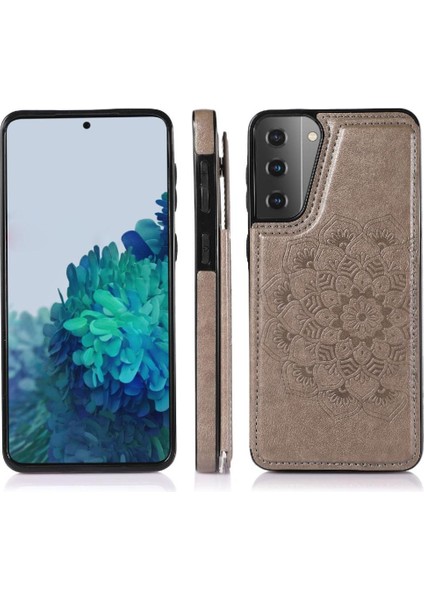 Samsung Galaxy S21 Artı Çift Düğmeler Pu Için Kart Tutucu Kılıf ile Cüzdan (Yurt Dışından)