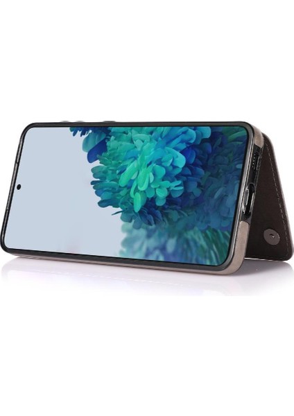 Samsung Galaxy S21 Artı Çift Düğmeler Pu Için Kart Tutucu Kılıf ile Cüzdan (Yurt Dışından)