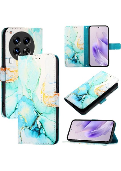 Tecno Camon 30 Premier 5g Pu Deri Mermer Desen Kickstand Için Kılıf (Yurt Dışından)