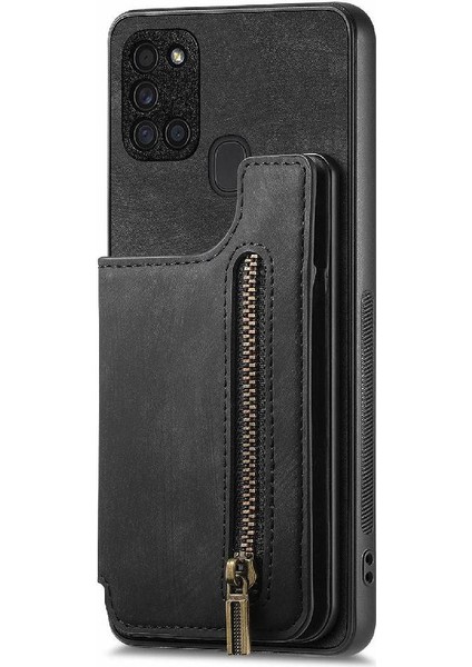Samsung Galaxy A21S Için Kılıf Vintage Fermuar Cüzdan Standı Fonksiyonu Katlanabilir (Yurt Dışından) fırsatları