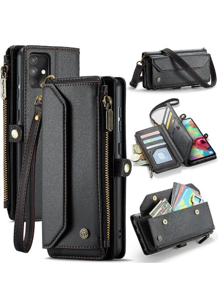 Samsung Galaxy A71 4g Için Crossbody Durumda Rfid Engelleme Durumda Cüzdan Cüzdan (Yurt Dışından)