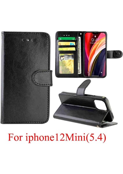 IPhone 12 Için Flip Case Mini Kickstand Kart Tutucu Pu Deri Darbeye (Yurt Dışından)