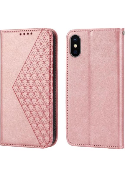 IPhone x Için Flip Case/xs Cüzdan Standı Eşkenar Dörtgen Şekli Günlük Kullanım El Kayışı (Yurt Dışından)