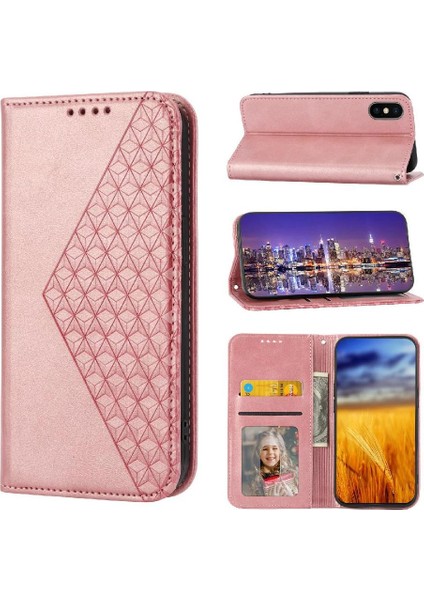 IPhone Xs Max Eşkenar Dörtgen Şekli Cüzdan Standı Için Flip Case Günlük Kullanım El Kayışı (Yurt Dışından)