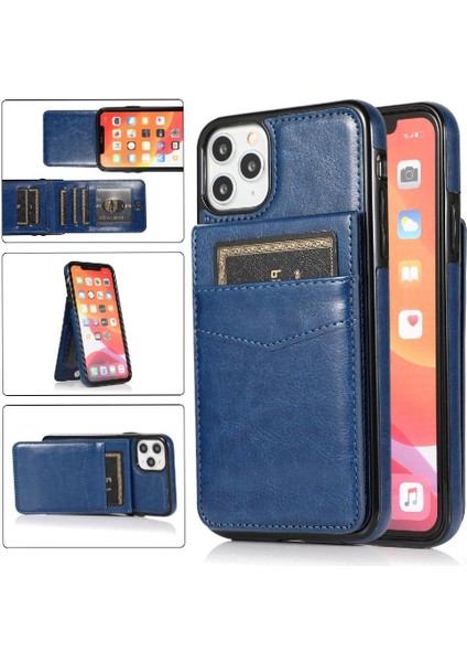 IPhone 11 Pro Max Kart Tutucu Kılıf Cüzdan Manyetik Toka ile Uyumlu (Yurt Dışından)