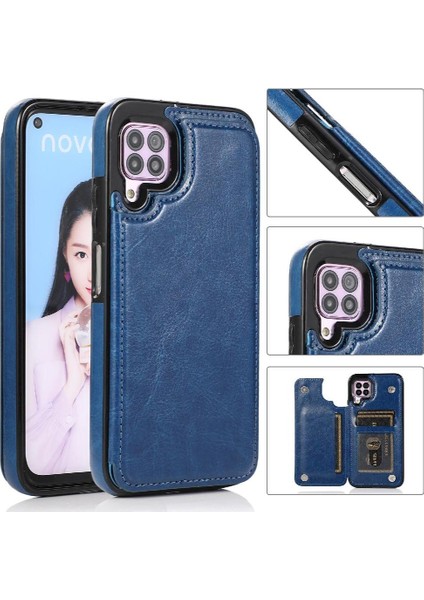 Kart Tutucu Kart Yuvaları Kickstand Pu ile Huawei P40 Lite Için Cüzdan Kılıf (Yurt Dışından)