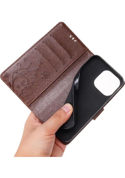 IPhone 16 Için Filp Durumda Pro Max Pu Deri Kickstand Kart Tutucu Manyetik (Yurt Dışından)