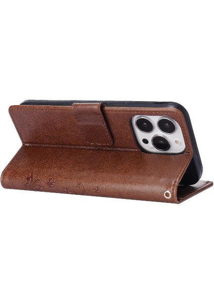 IPhone 16 Için Filp Durumda Pro Max Pu Deri Kickstand Kart Tutucu Manyetik (Yurt Dışından)