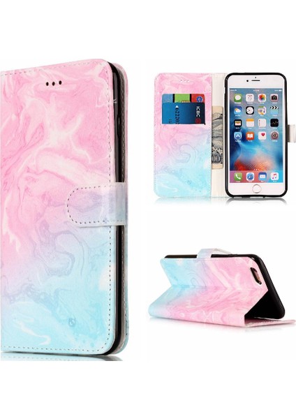 Iphone 7/8 Için Flip Case Tam Koruma Manyetik Mermer Desen Pu Cüzdan (Yurt Dışından)