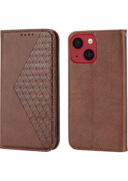 IPhone 13 Için Flip Case Pro Max Eşkenar Dörtgen Şekli Günlük Kullanım Cüzdan El Kayışı (Yurt Dışından)
