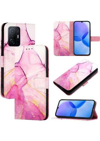 Xiaomi 11T/11T Pro Mermer Desen Cüzdan Kickstand Pu Deri (Yurt Dışından)