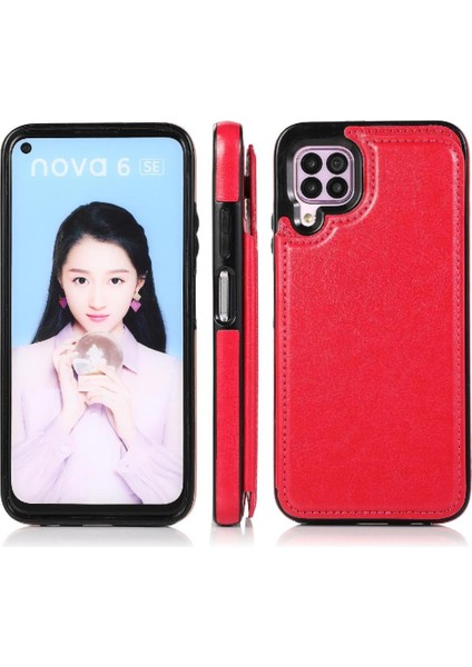 Kart Tutucu Kart Yuvaları Kickstand Pu ile Huawei P40 Lite Için Cüzdan Kılıf (Yurt Dışından) indirimleri