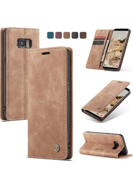 Samsung Galaxy S8 Için Flip Case Manyetik Kapatma Darbeye Vintage Pu (Yurt Dışından)