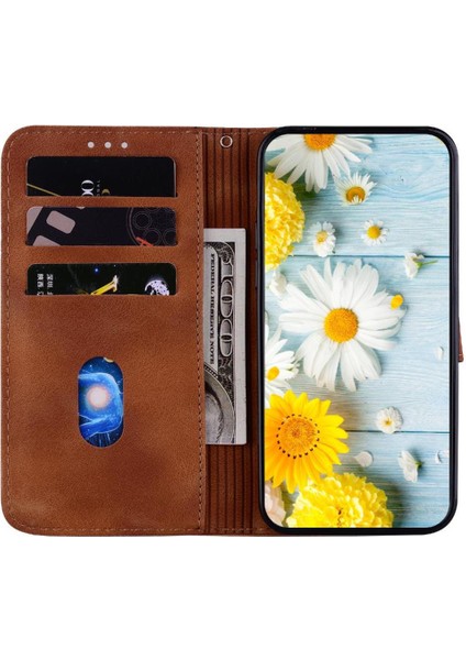 Xiaomi Poco M6 4g Kabartmalı Zambak Manyetik Kickstand Kart Için Flip Case (Yurt Dışından)