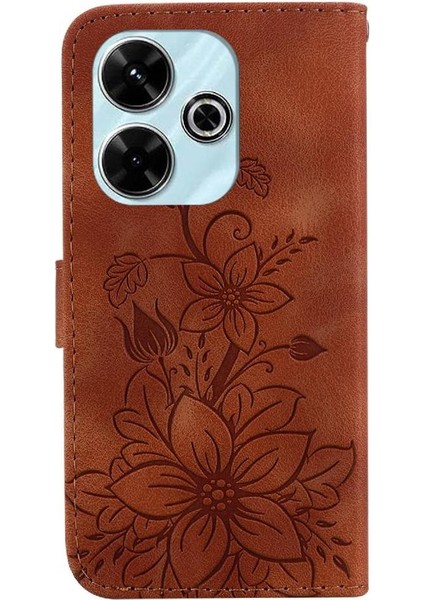 Xiaomi Poco M6 4g Kabartmalı Zambak Manyetik Kickstand Kart Için Flip Case (Yurt Dışından)