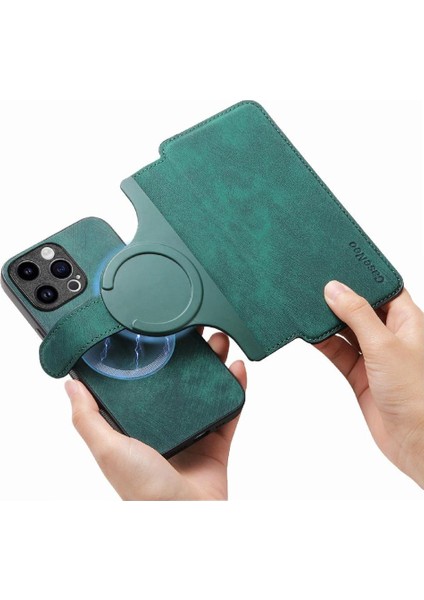 IPhone 15 Için Flip Case Pro Retro Kart Standı Cüzdan Mıknatıs Koruyucu (Yurt Dışından)