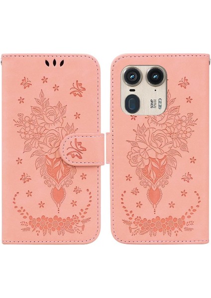 Motorola Kenar 50 Ultra Cüzdan Durumda Kabartma Gül Çiçekler Flip Pu (Yurt Dışından)