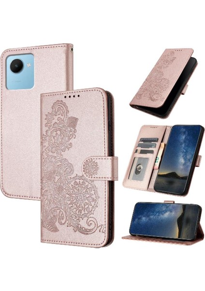 Kart Yuvası Standı Pu Deri Manyetik Kapatma ile Realme C30 Için Flip Case (Yurt Dışından)