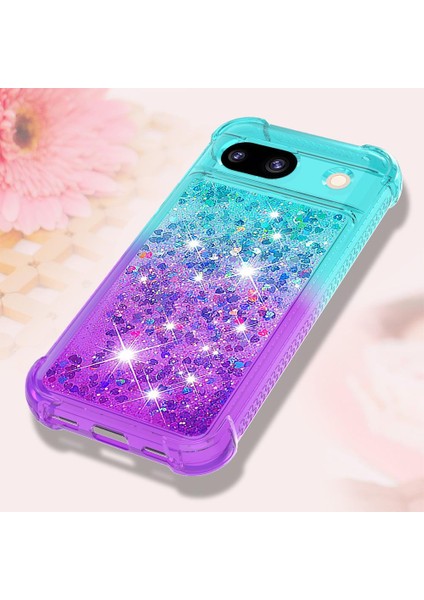 Google Piksel 8A Akan Sparkle Hareketli Kapak Temizle Tampon Sıvı Için Kılıf (Yurt Dışından) modelleri