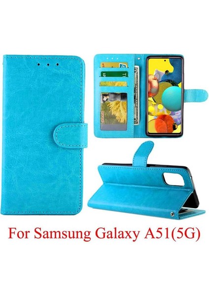 Samsung Galaxy A51 5g Kickstand Kart Tutucu Manyetik Pu Için Flip Case (Yurt Dışından)