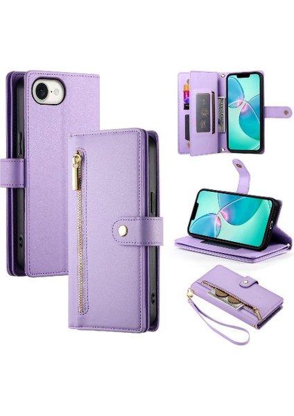 IPhone Se 2024 Cüzdan Bölmesi Bilek Kayışı Kickstand Kart Için Flip Case (Yurt Dışından)