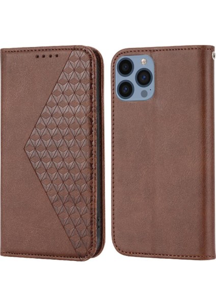 IPhone 12 Için Flip Case Mini Standı El Kayışı Cüzdan Eşkenar Dörtgen Şekli Günlük (Yurt Dışından)