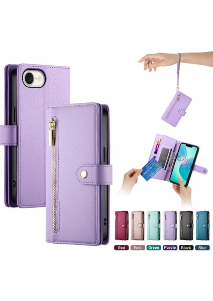IPhone Se 2024 Cüzdan Bölmesi Bilek Kayışı Kickstand Kart Için Flip Case (Yurt Dışından) fırsatları