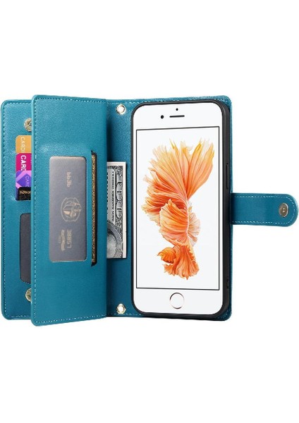 SZY Mall IPhone 6 Için Flip Case Çok Fonksiyonlu Kart Yuvaları Kickstand Cüzdan Bilek (Yurt Dışından)