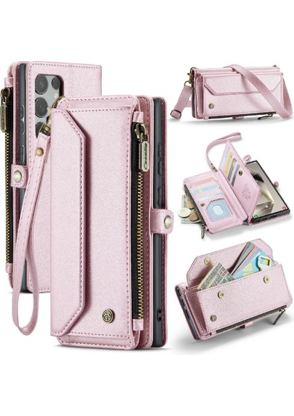 Samsung Galaxy S24 Için Crossbody Durumda Ultra Fermuar Faturaları Yuvası Kılıf Cüzdan (Yurt Dışından)