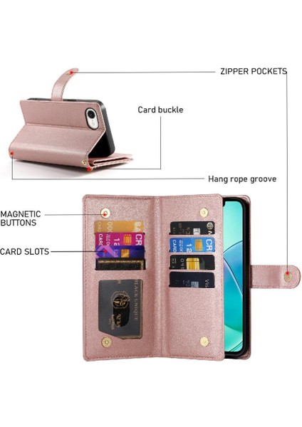 IPhone Se 2024 Cüzdan Bölmesi Bilek Kayışı Kickstand Kart Için Flip Case (Yurt Dışından) indirimleri