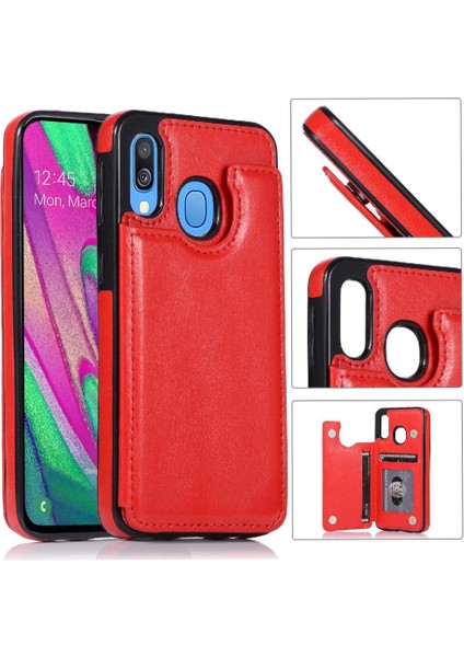Kart Sahibi ile Samsung Galaxy A40 Pu Deri Kart Yuvaları Için Cüzdan Kılıf (Yurt Dışından)