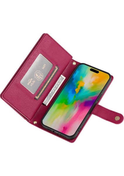 IPhone 16 Için Flip Case Pro Max Çok Fonksiyonlu Kart Yuvaları Bilek Kayışı (Yurt Dışından)