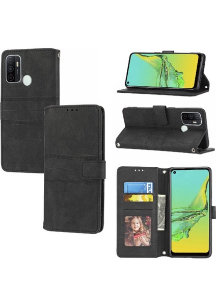 Oppo Için Flip Case A53 4g Darbeye Koruyucu Kickstand Cüzdan Kılıf Pu (Yurt Dışından)
