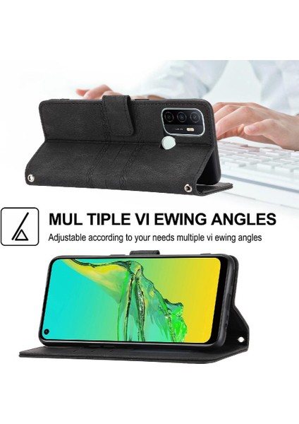 Oppo Için Flip Case A53 4g Darbeye Koruyucu Kickstand Cüzdan Kılıf Pu (Yurt Dışından)